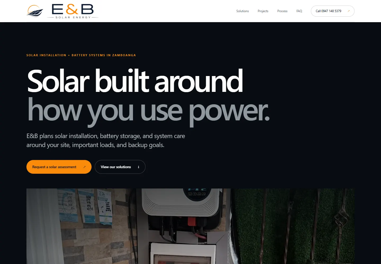 E&B SOLAR Energy landing page designed by We Forge Web