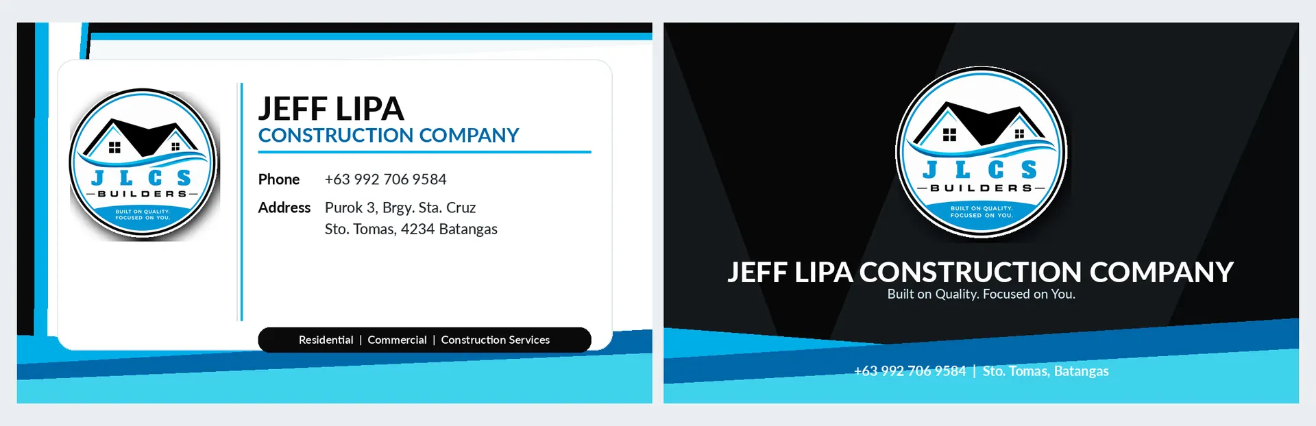 Business card and brand system created for a local construction company