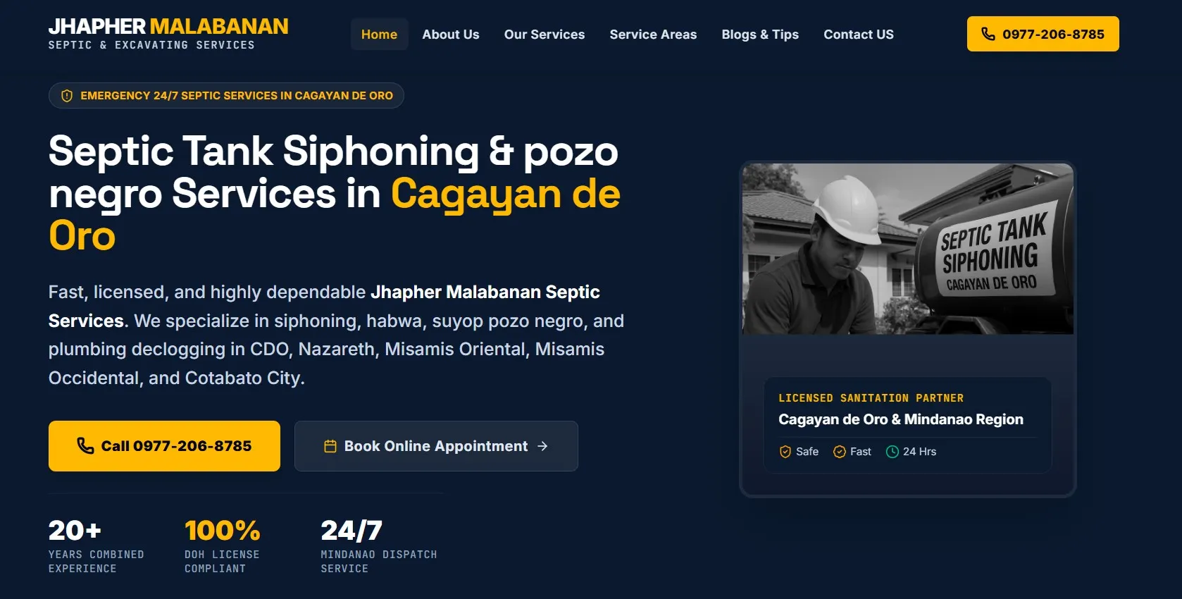 Jhapher Malabanan services website designed by We Forge Web