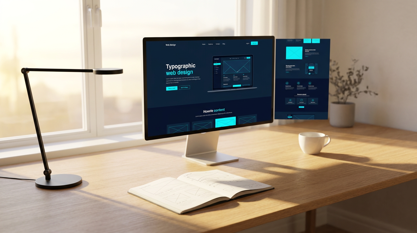 Website design studio workspace and layout crafting