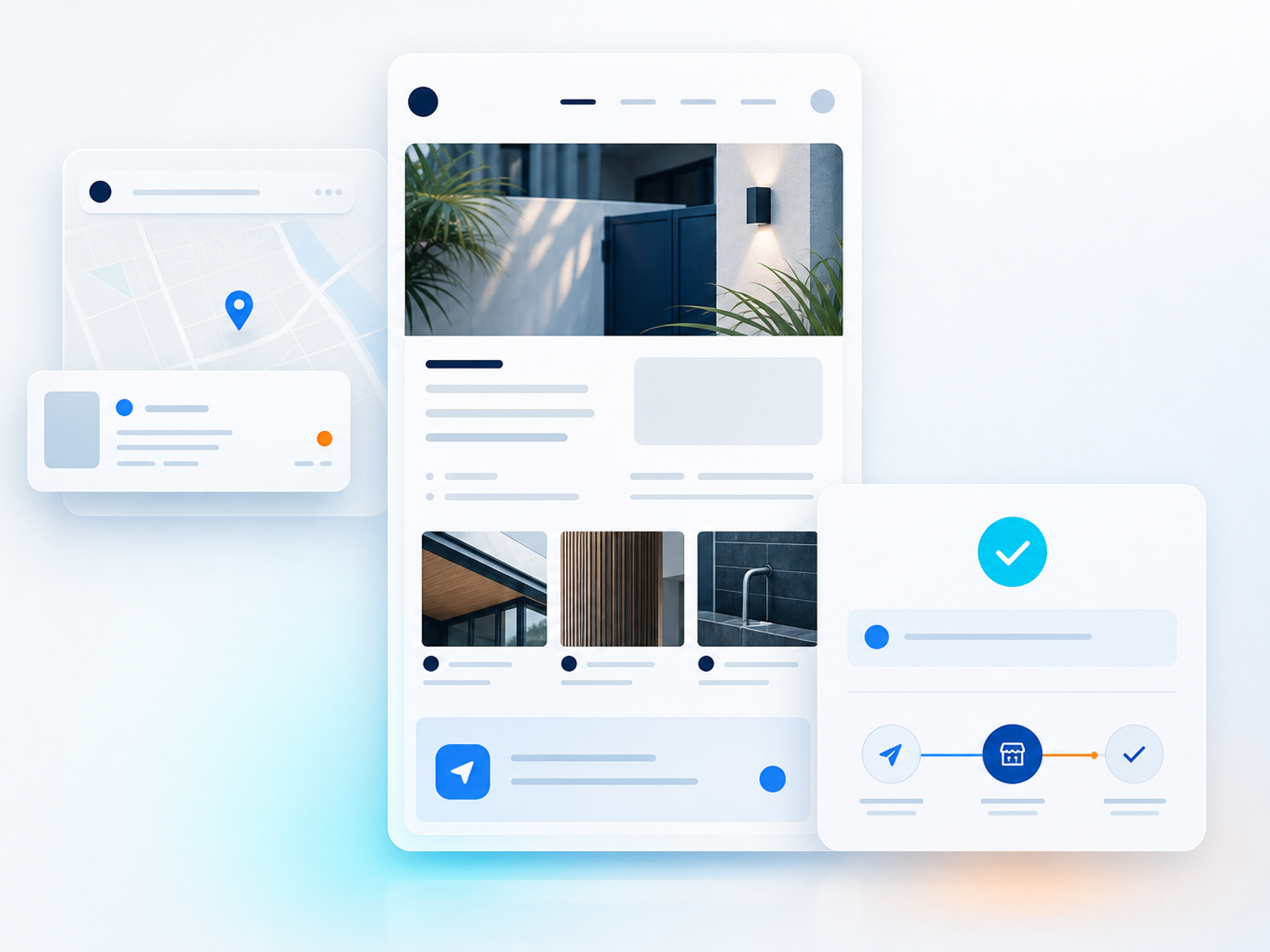 A connected customer journey from local discovery to a professional service-business website and a completed inquiry